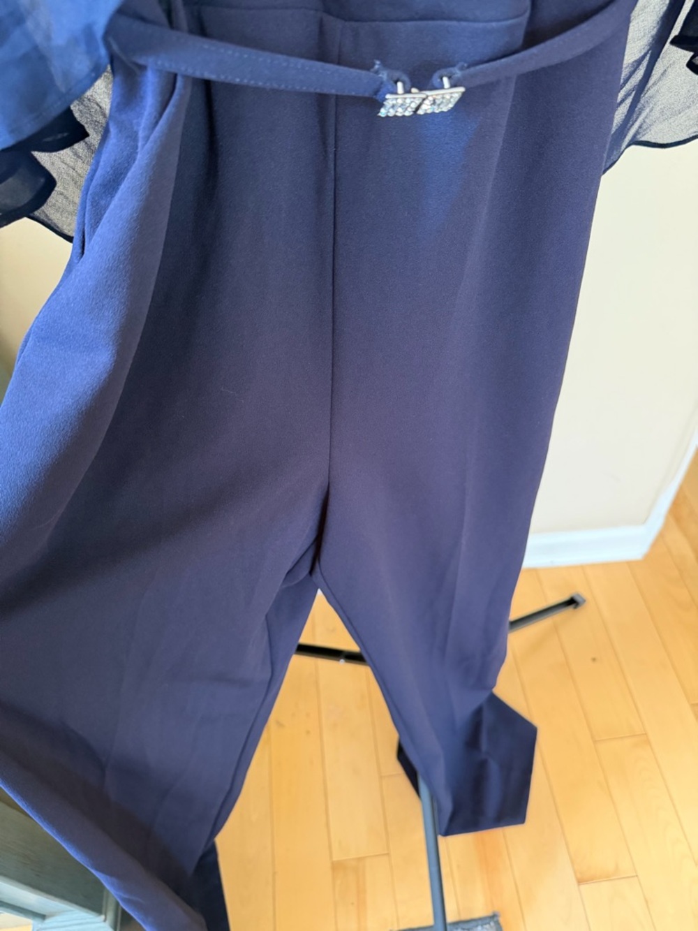 Lauren Ralph Lauren Navy Cape Sleeve Jumpsuit Size 10 NWT Elegant - Picture 9 of 14